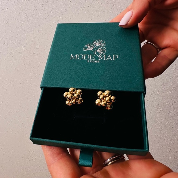 New Clustered Spheres Studs earrings Gold Statement - Picture 10 of 10